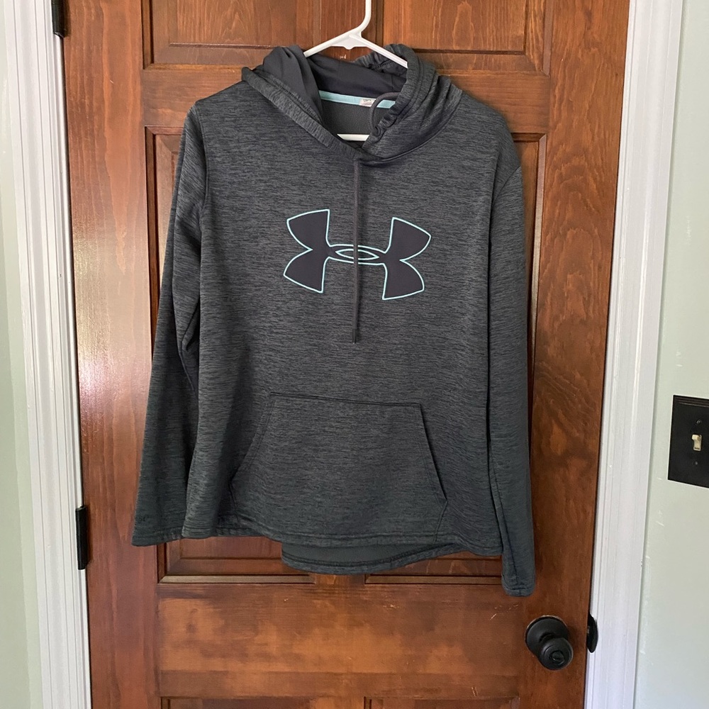 UNDER ARMOR Gray and teal LARGE HOODIE